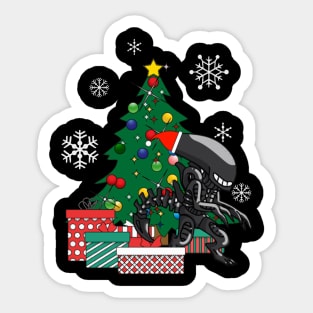 Alien Xenomorph Around The Christmas Tree Sticker